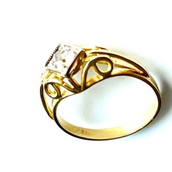 Starožitný zlatý prsten ze žlutého 14 karátového zlata punc Čejka