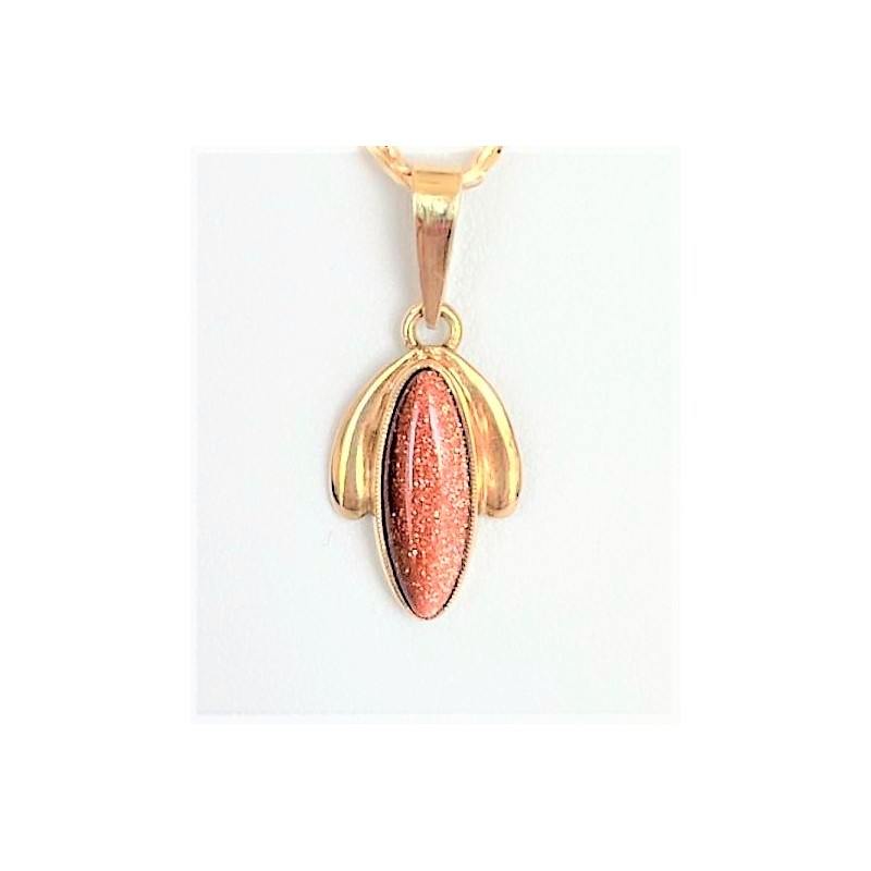 Zlatý přívěšek s přírodním avanturínem – 14 karátů