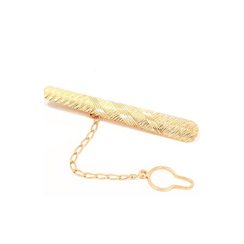 Zlatá spona do kravaty s pojistným řetízkem