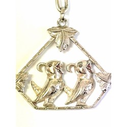 Krásná závěsná stříbrná brož s ptáčky