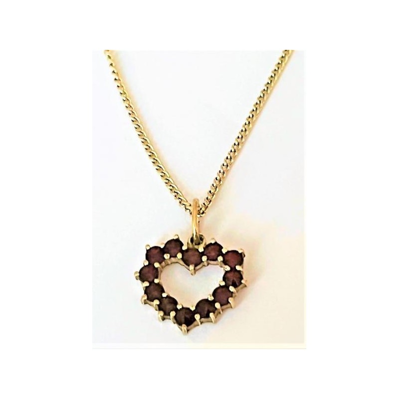 Stříbrné srdíčko s českým granátem, vč. stříbrného řetízku