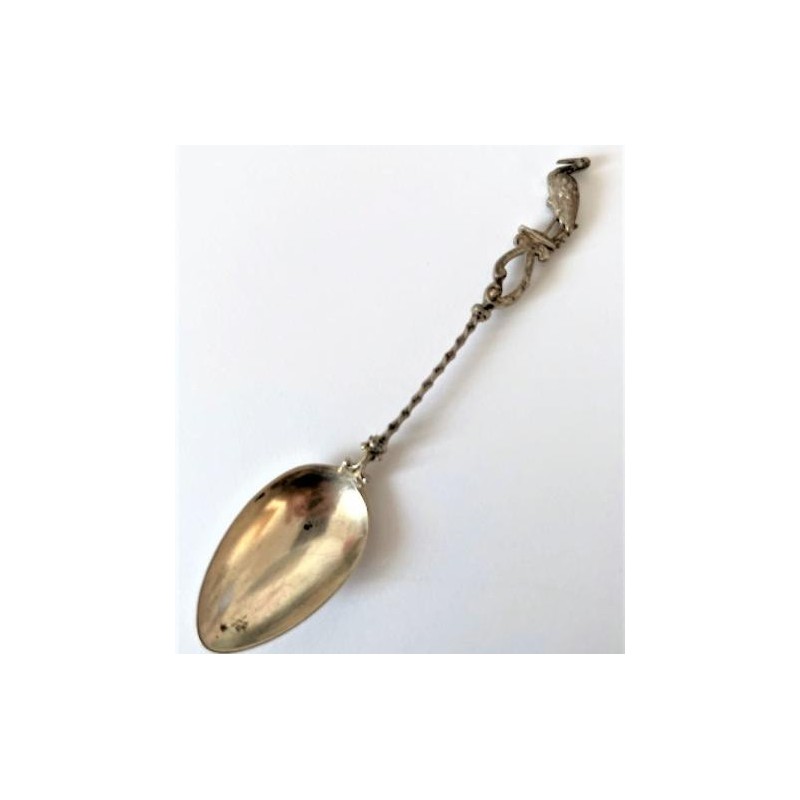 Sběratelská stříbrná lžička s figurkou čápa AG 835/1000