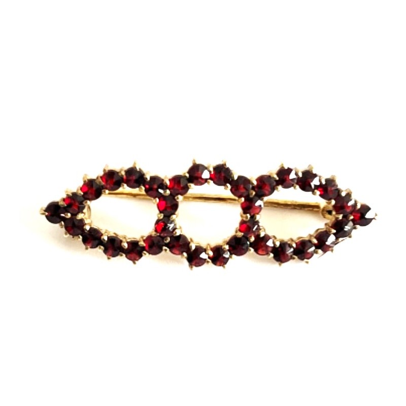 Granátová stříbrná brož