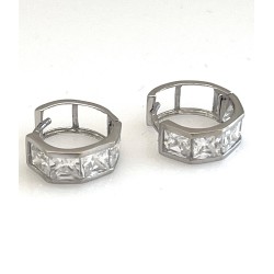 Zlaté náušnice 14 karátů bílé zlato se zirkony -3,13 gramů